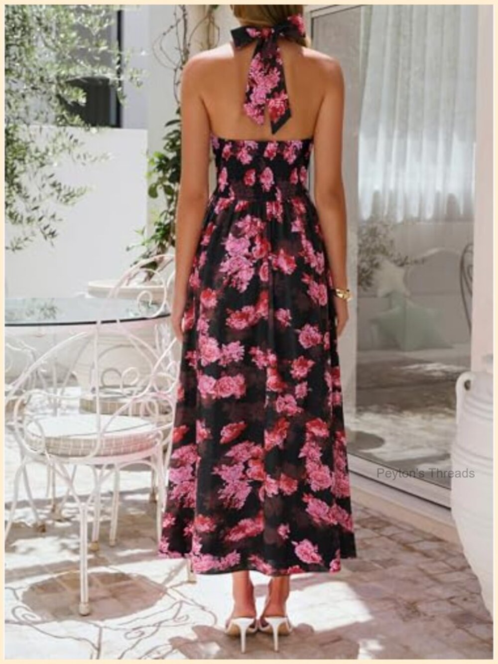 Floral Halter Midi Dress Sleeveless Flowy Casual Beach Long - Picture 5 of 7